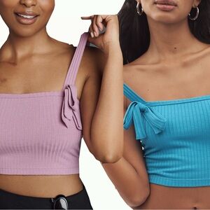 Set of 2 Anthropologie Ribbed Bow Knit Tank Tops, NEW